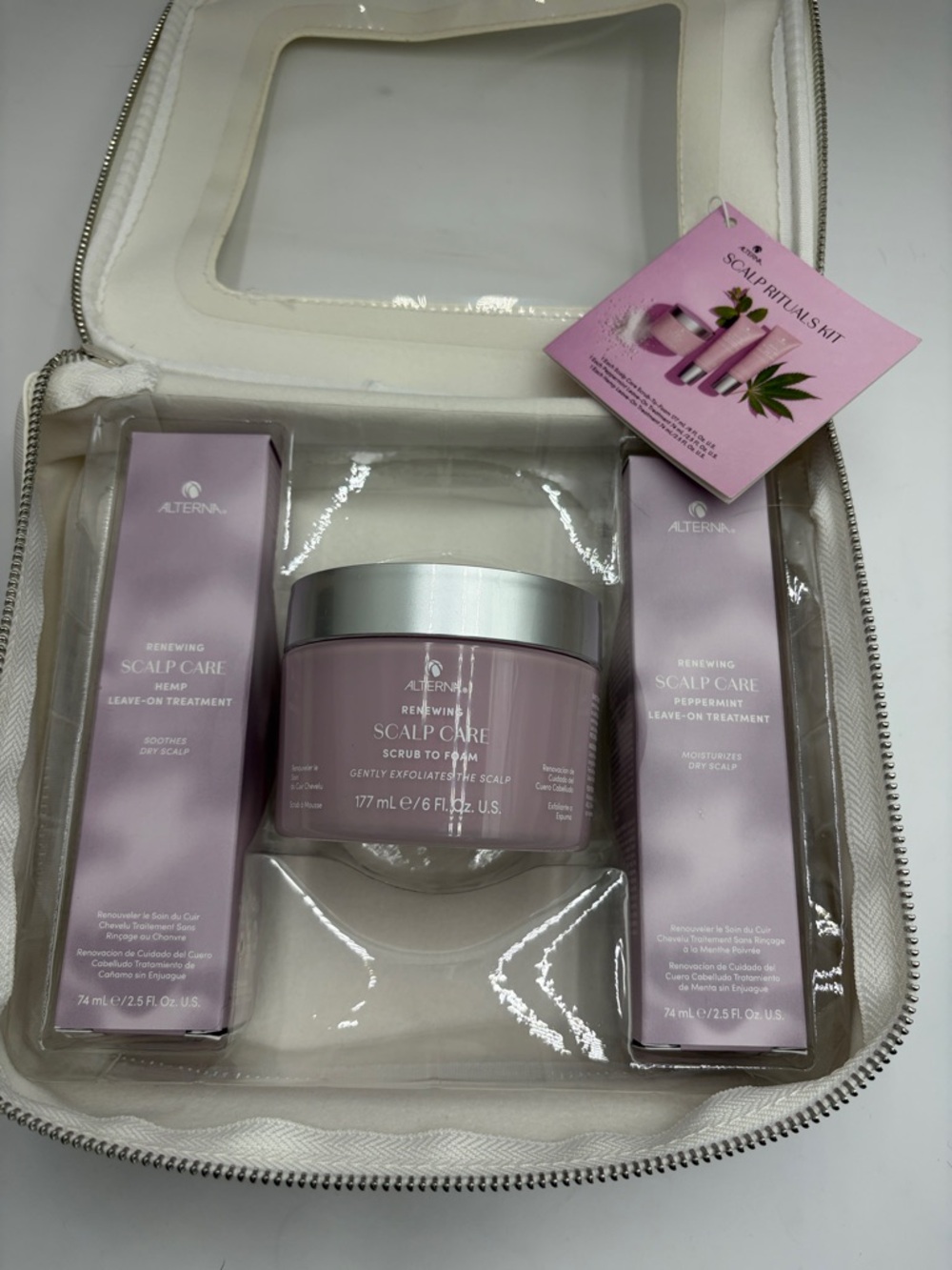 Alterna Scalp Rituals Kit - White Travel Case with Pink Products